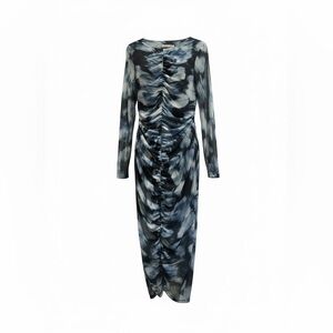 Abercrombie & Fitch Blue Ruched Long Sleeve Midi Dress Size Large NWT